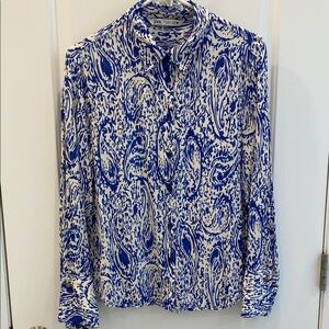 Zara Abstract Blue and White Shirt